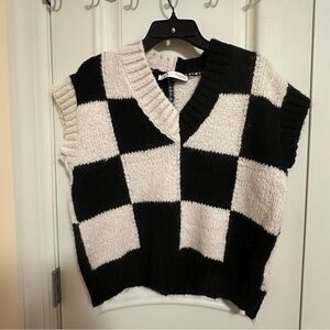 Zara women checkered wool top size S